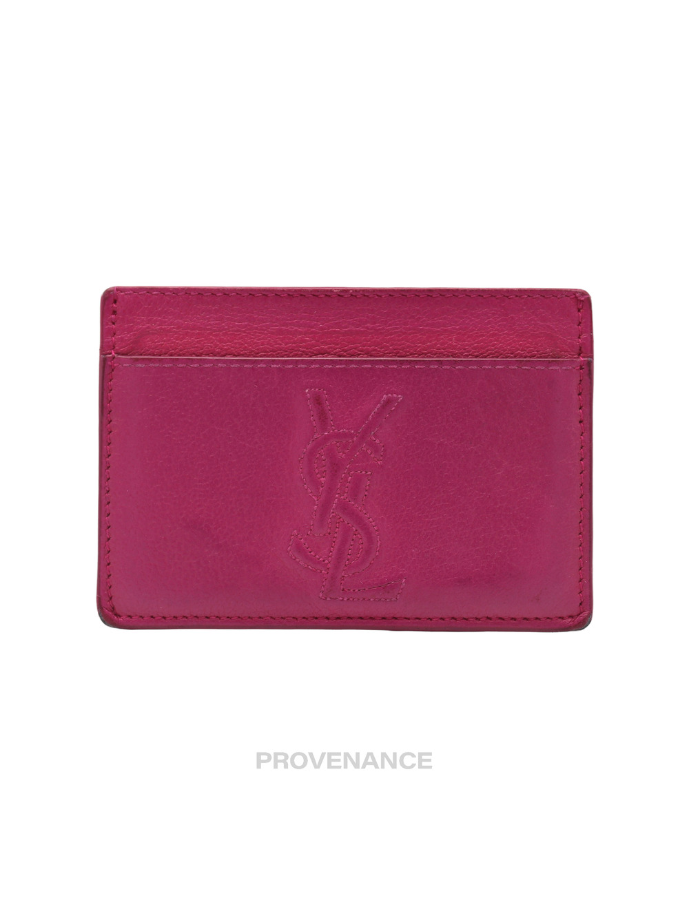 🔴 Saint Laurent Paris YSL Logo Card Holder Wallet - Fuchsia